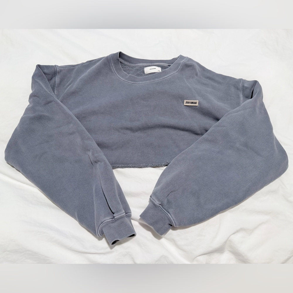 Joah Brown Cut Off logo sweatshirt in washed blue French Terry (S/M)